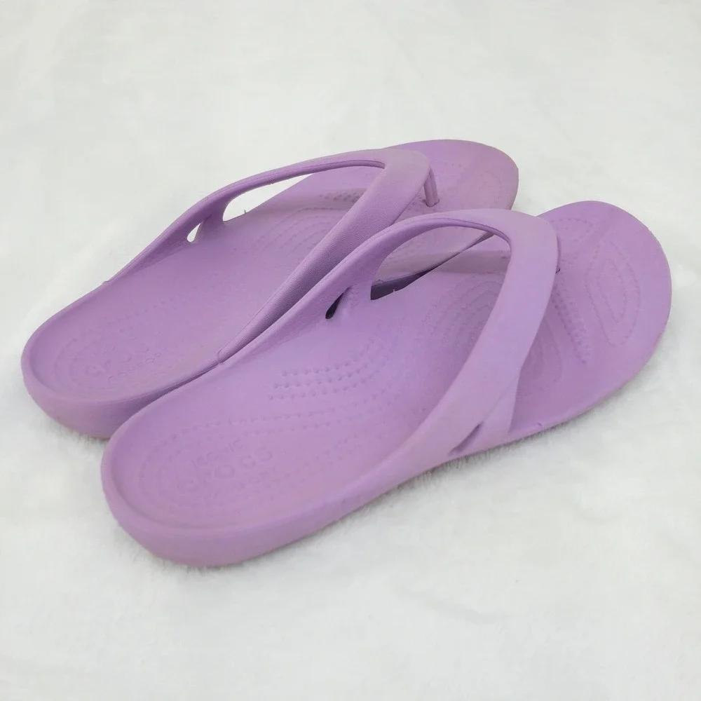 Crocs Kadee II Flip Flop Womens 7 Purple Sandal Lightweight Comfort Casual